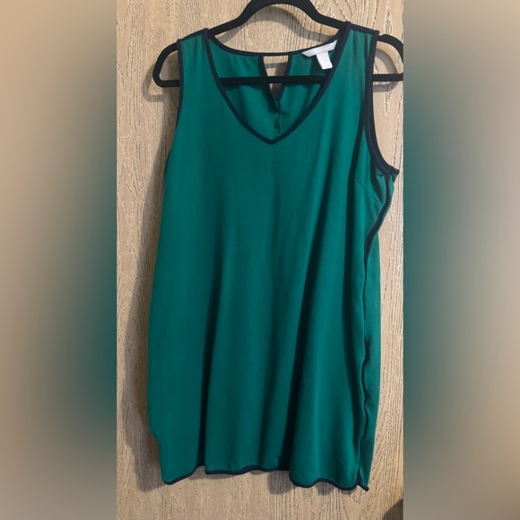 Banana Republic Short Dress Women's Large Green Ponte V Neck Sleeveless Relaxed - Picture 1 of 6
